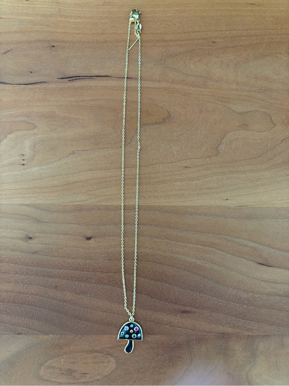 Gold plated Mushroom Pendant Necklace with Multicolor Accents